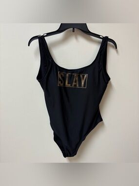 Ingear Womans Black “Slay” One Piece Swimsuit Size Large